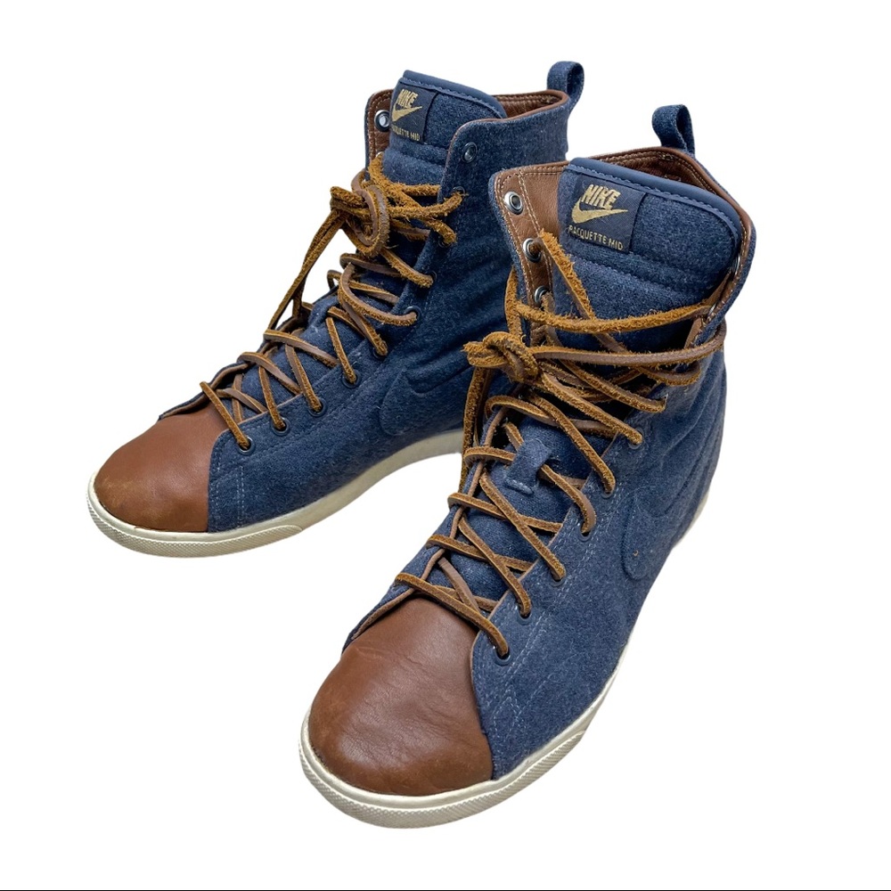 Nike Racquette Mid Denim Leather Lace Up Woman 7.5
